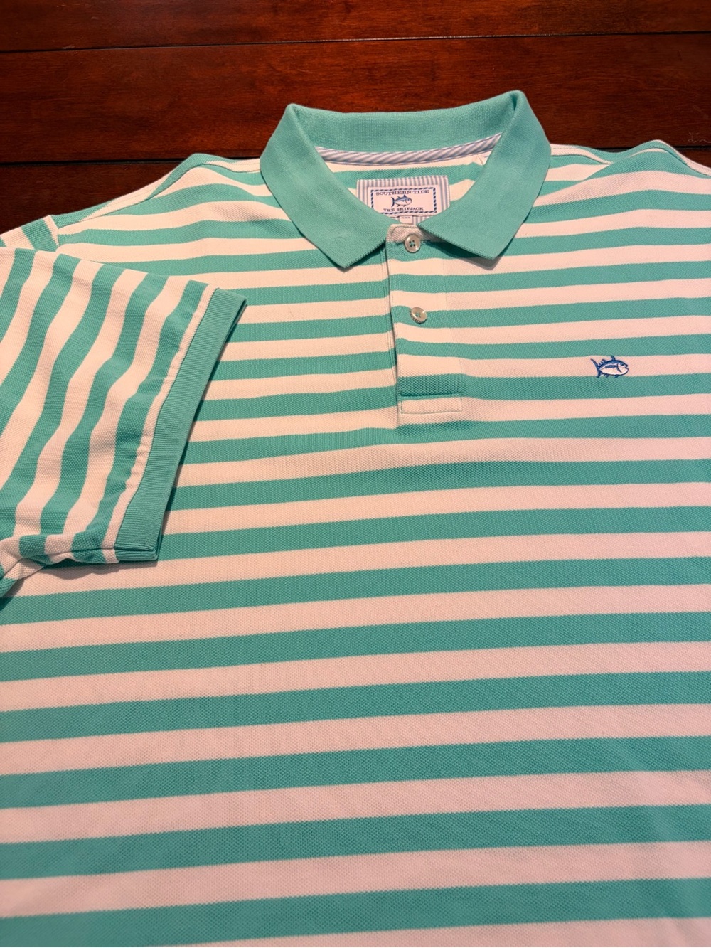 Southern Tide  Men’s The Skipjack Striped Polo Shirt XXL Teal White